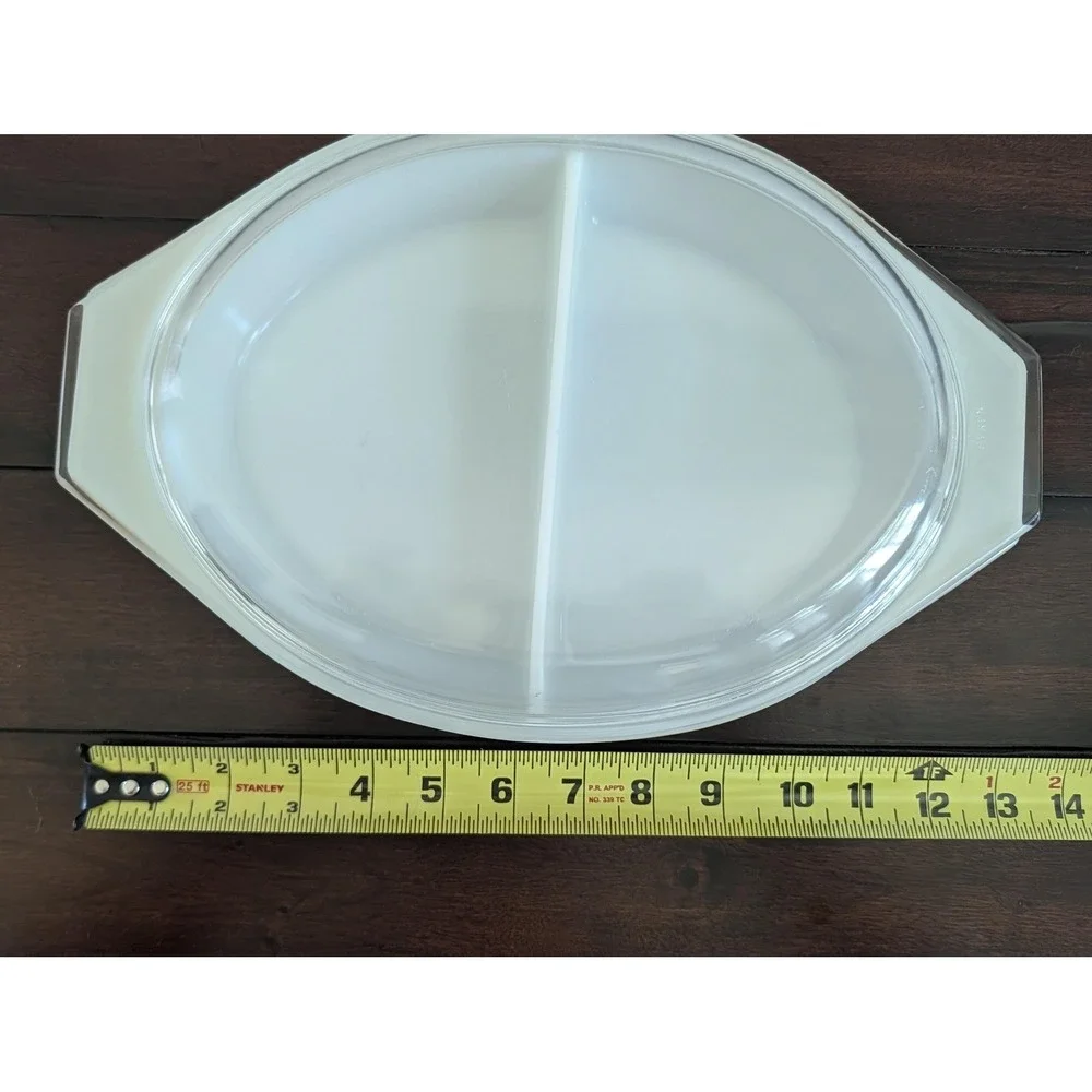Vtg Pyrex Early American Divided Casserole Dish Clear Glass Lid 1.5 Quart Baking